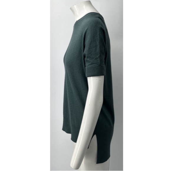 Max Mara Blue Short Sleeve Silk/Cashmere Hi-Low Sweater sz M - Picture 3 of 6